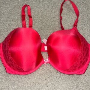 Victoria’s Secret Red & Pink Heart Lace Push Up Bra Sz 36DD